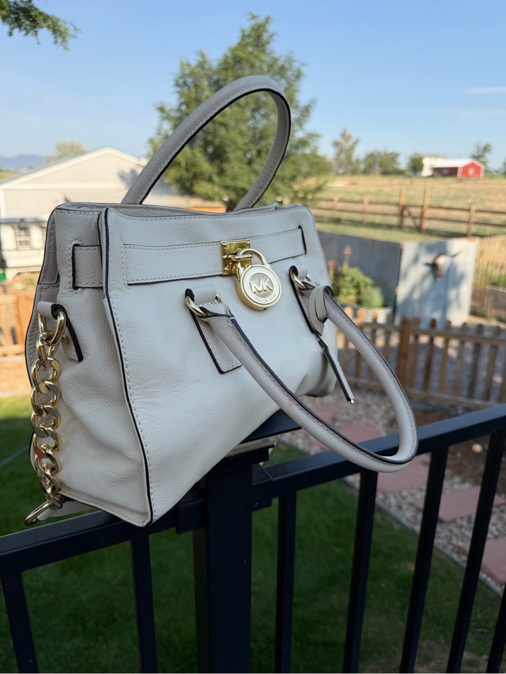 Michael Kors Hamilton Leather Satchel with Gold Hardware